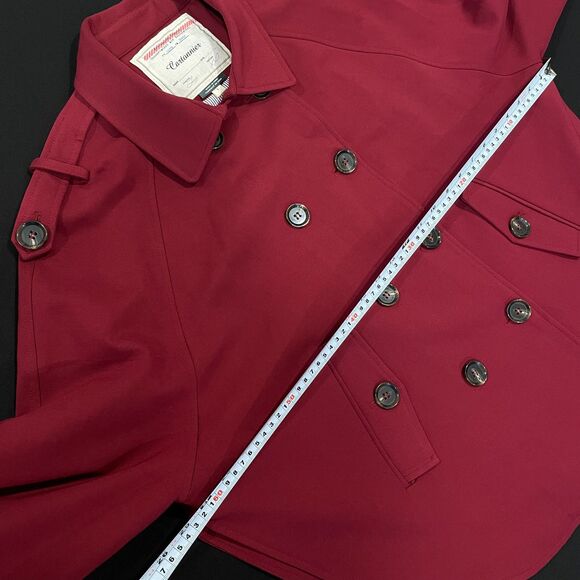 ~ Cartonnier Lg Anthropologie Blazer Cape Wine Double Breasted Buttons Pockets - Picture 7 of 15